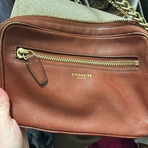 COACH Legacy Flight Cognac and Brass Crossbody Bag with Tassel 25362 leather